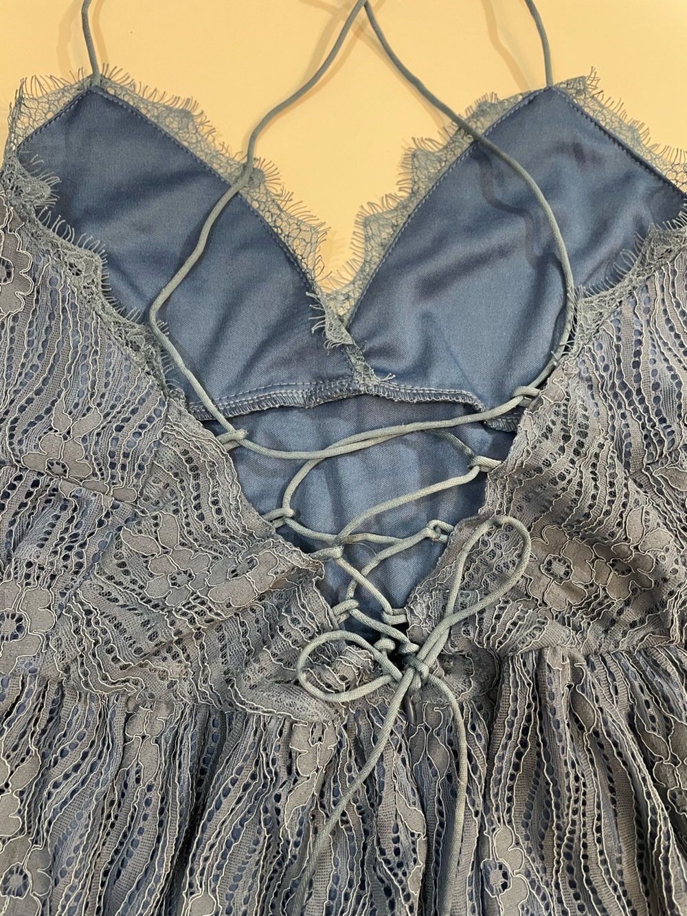 Blue Lace Spaghetti-Strap Dress - Picture 4 of 10